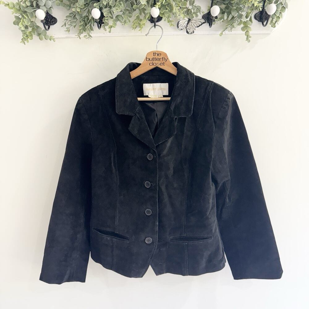 Margaret Godfrey Black Genuine Leather Button Down Jacket Size 12